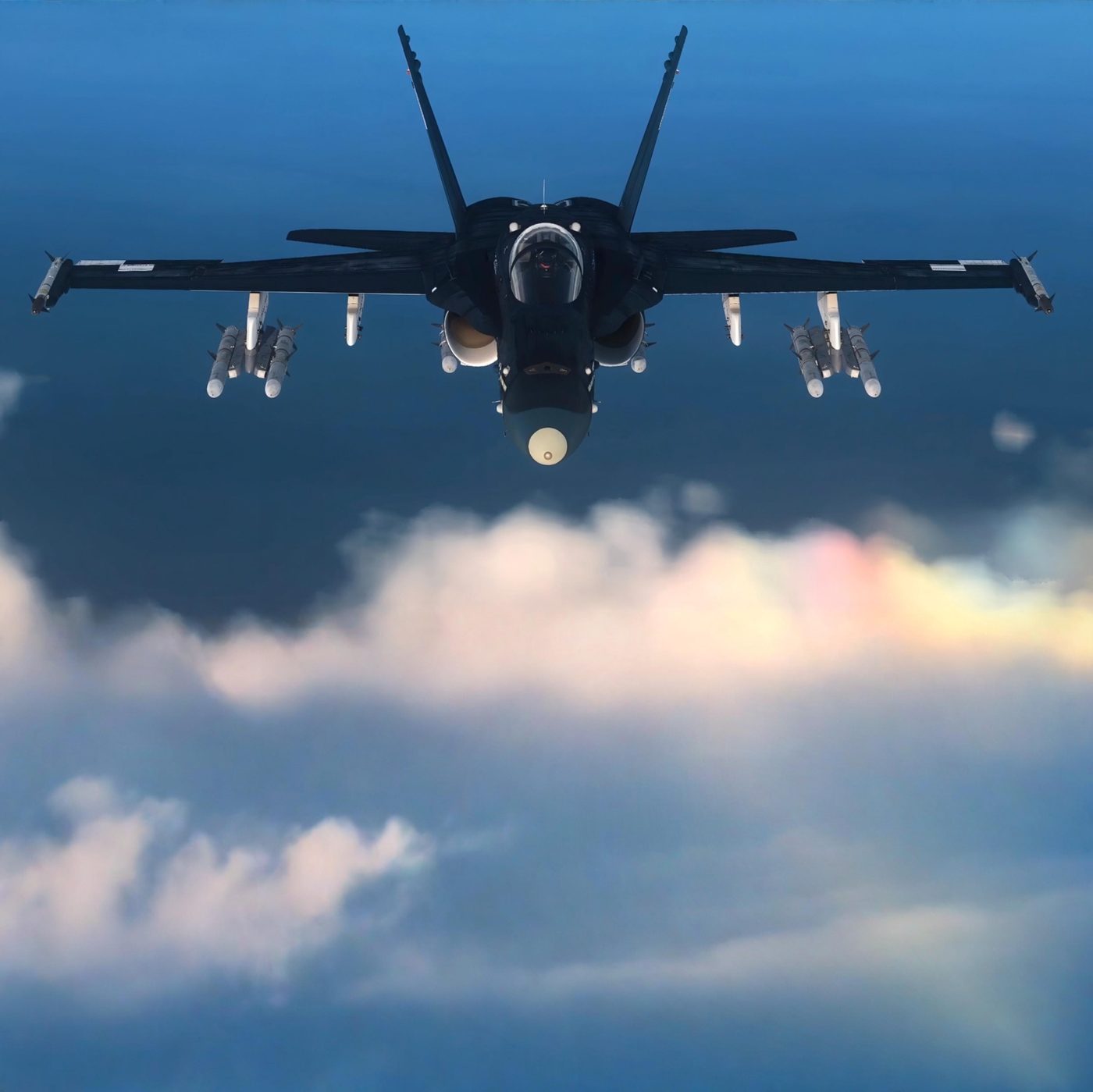 SFL F/A-18 on patrol above the clouds